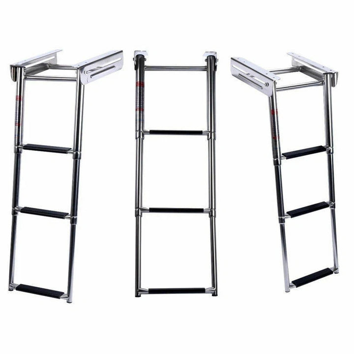 Stainless Steel 3 Steps Boat Ladder Under Platform Slide Mount Telescoping 
